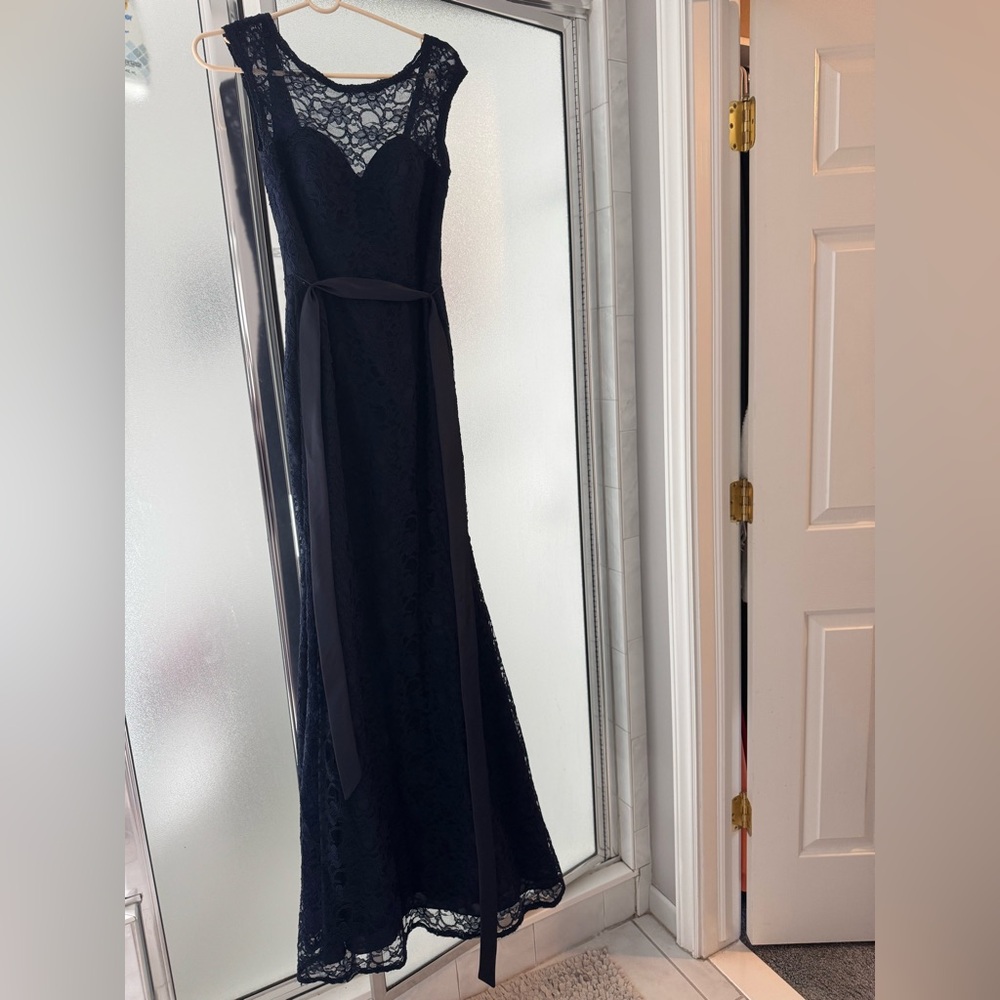 Women’s navy blue dress with lace